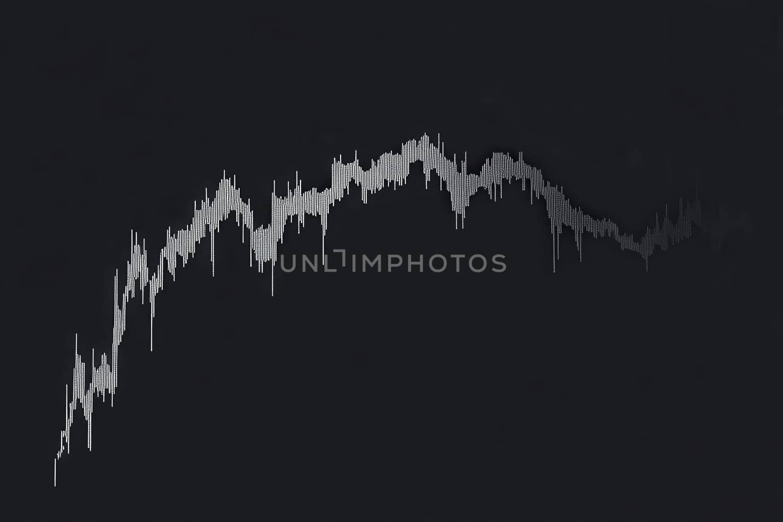 A detailed representation of a stock market graph shows a consistent downward trend. The clean and minimalist design emphasizes the significant decline in market values over time.