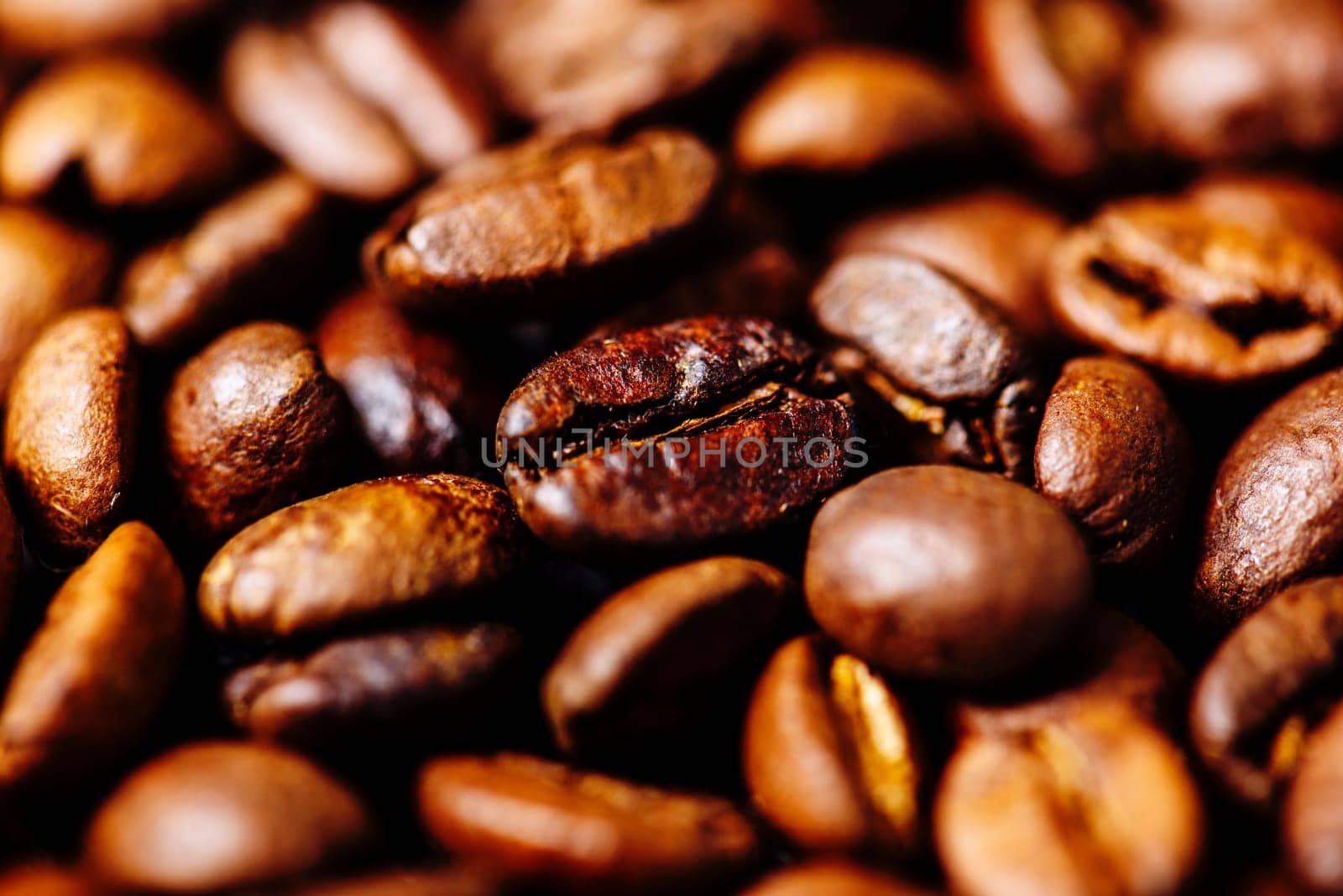 Coffee beans background from above. Coffee shop creative menu design layout. Dark vintage banner with arabian coffee top view.