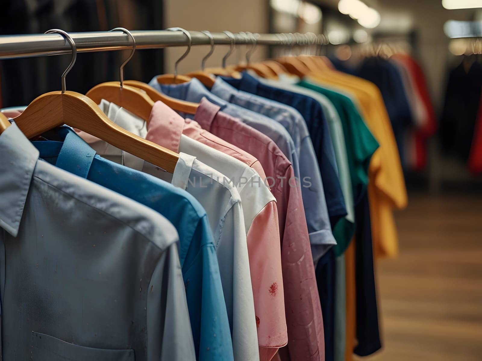 View on the clothing in the store