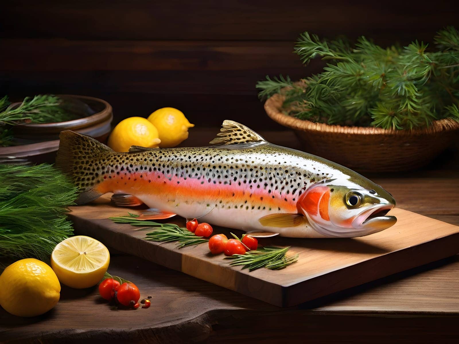 Trout fish on the table