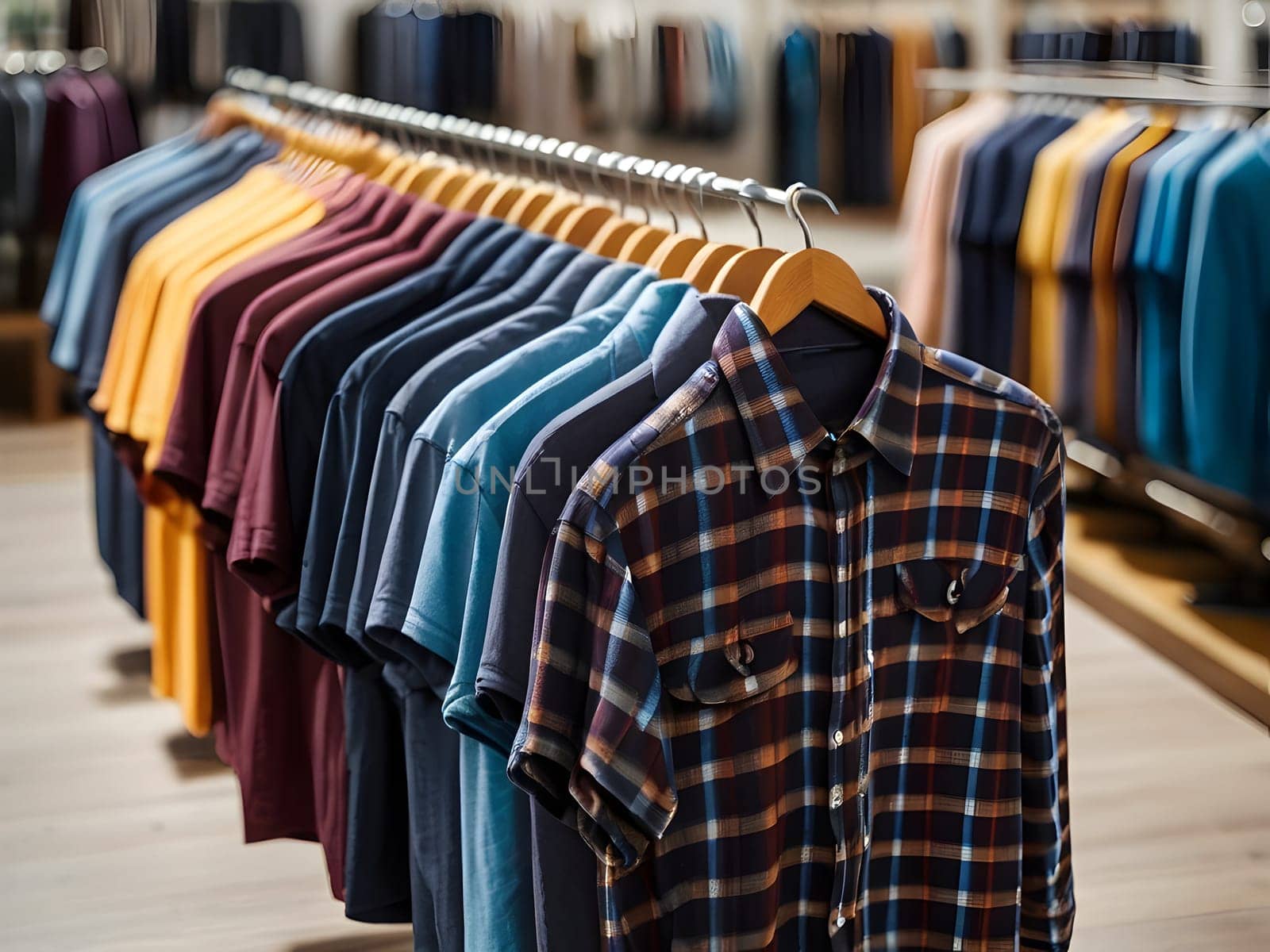 View on the clothing in the store
