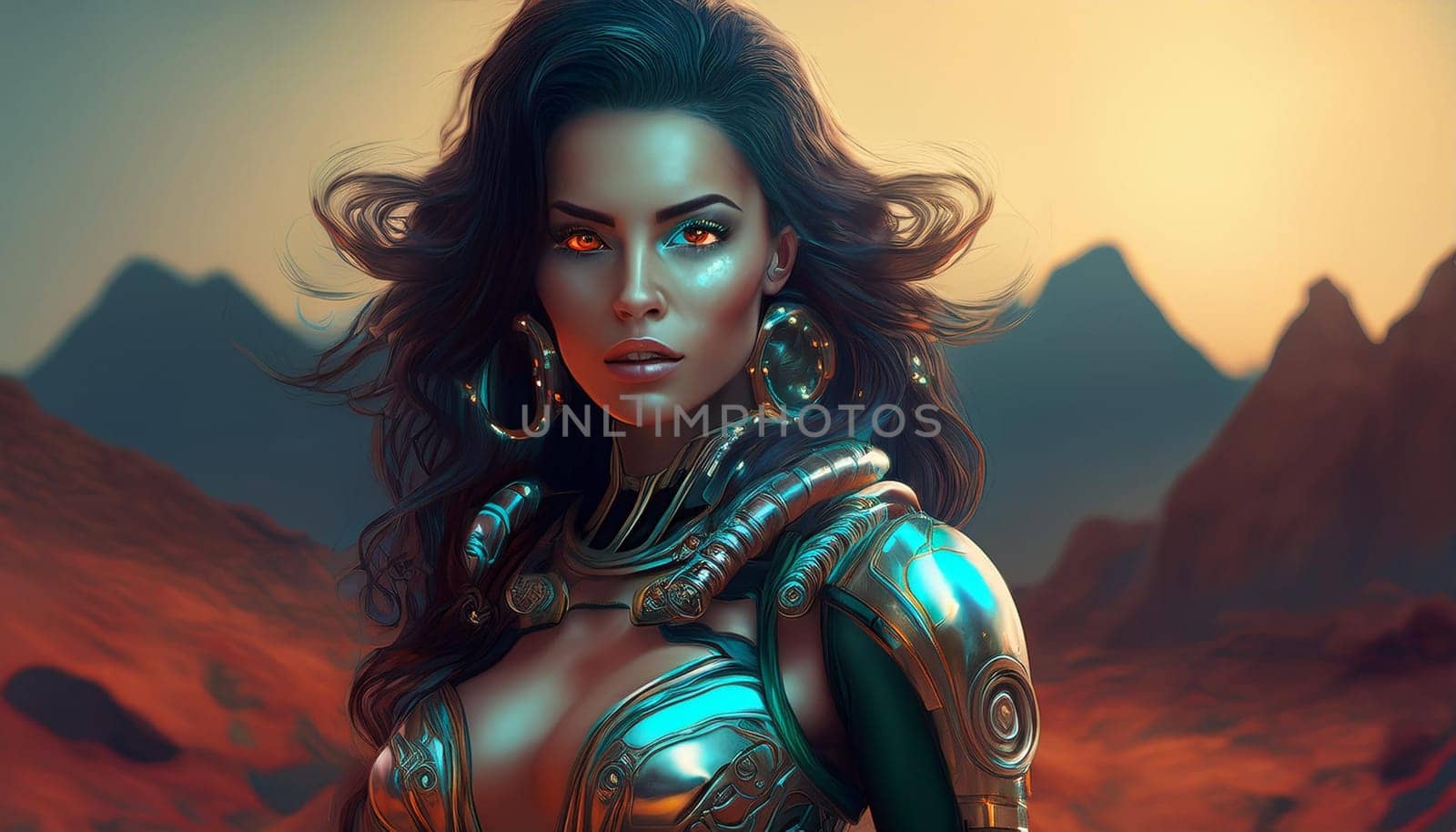 pretty young martian woman, AI generated image
