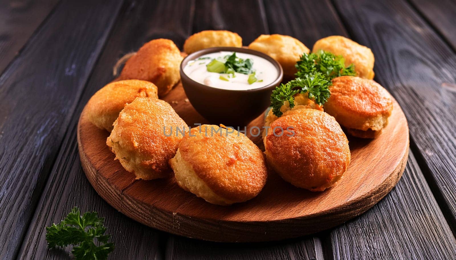 vegetarian hush puppies dish, AI generated image