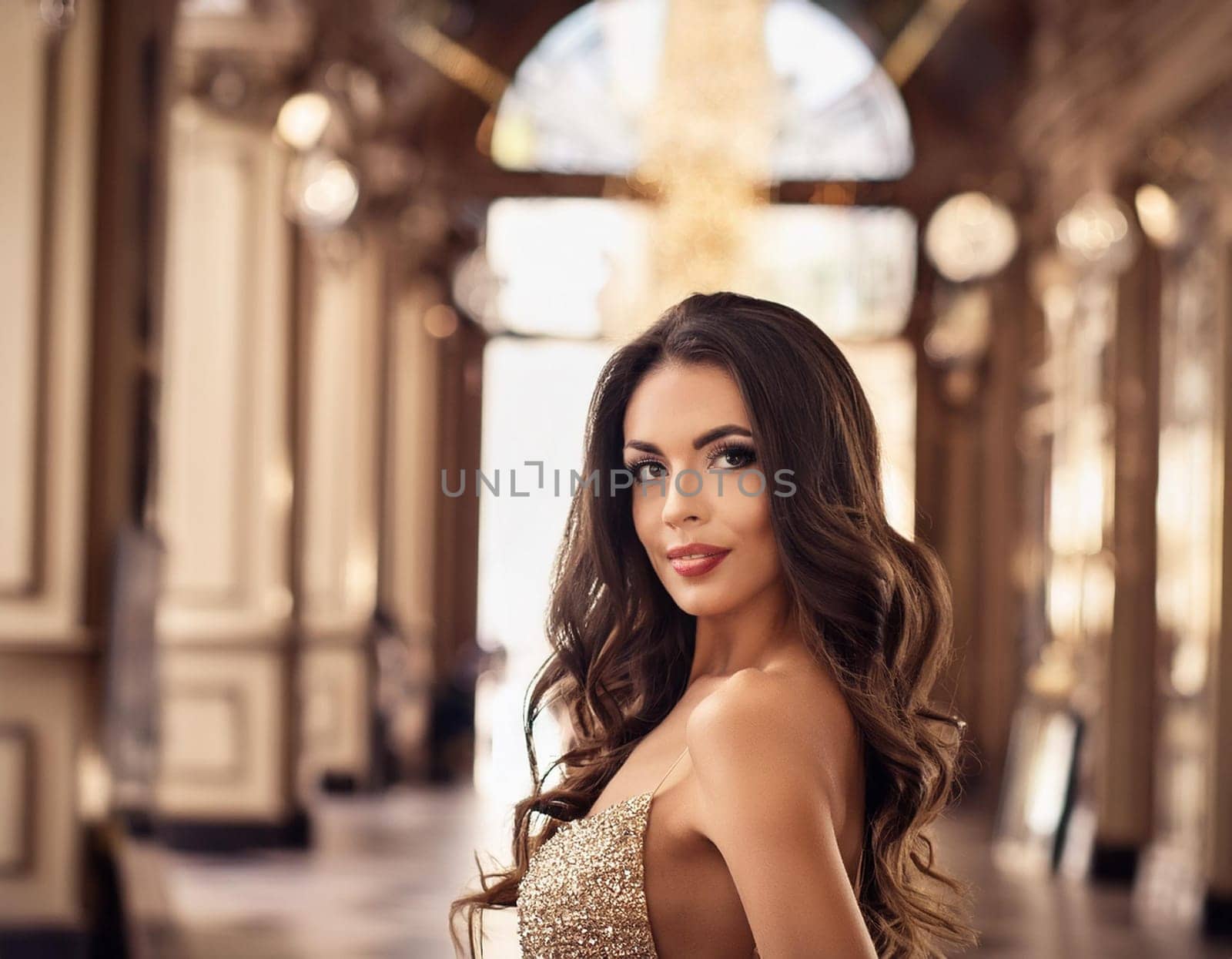 gorgeous elegant woman in department store, AI generated image