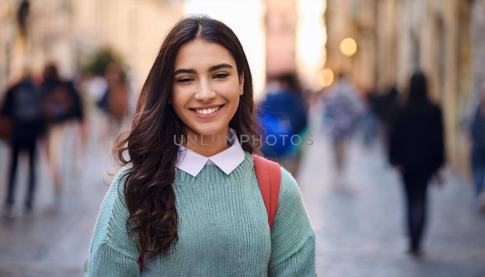 pretty young high school female student, AI generated image