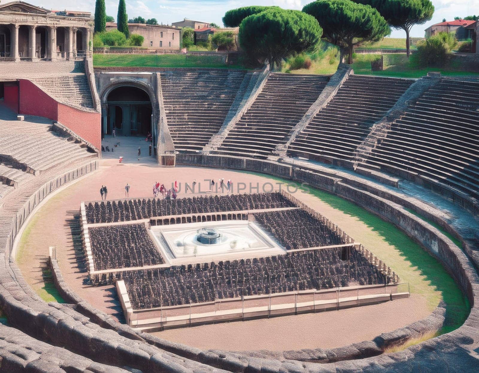ruins of ancient roman amphitheatre, AI generated image