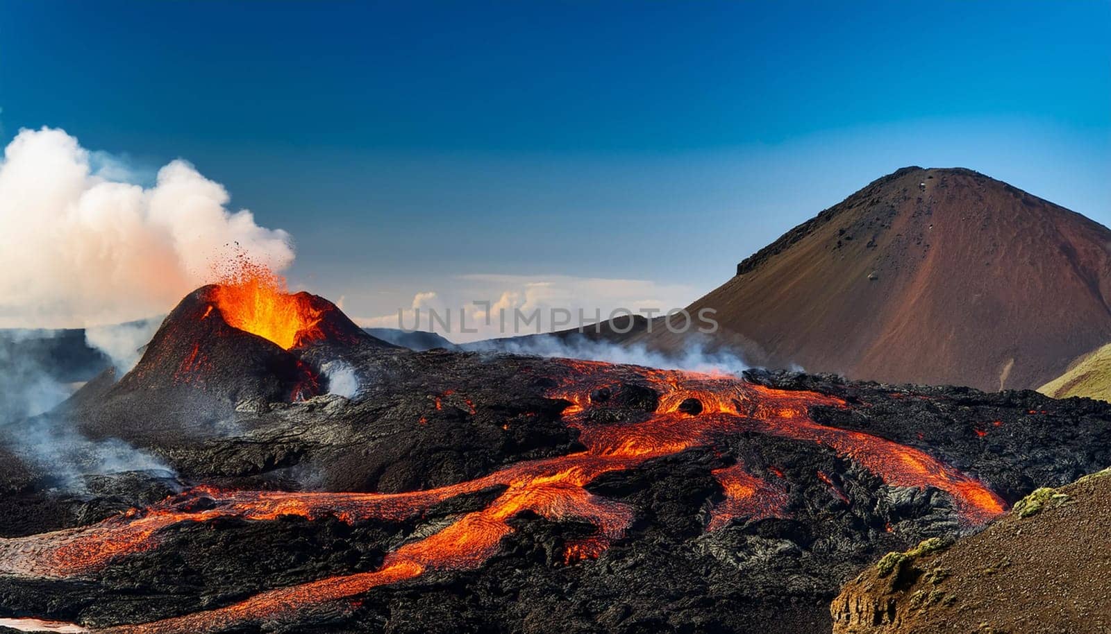 lava from an erupting volcano, AI generated image