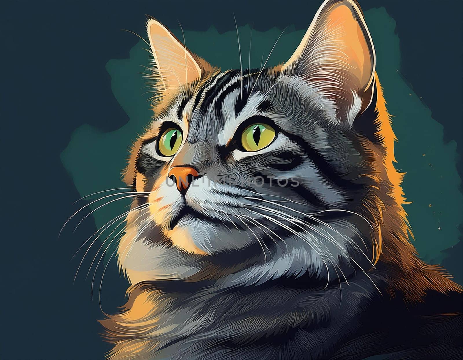 gray tabby cat pet, AI generated image