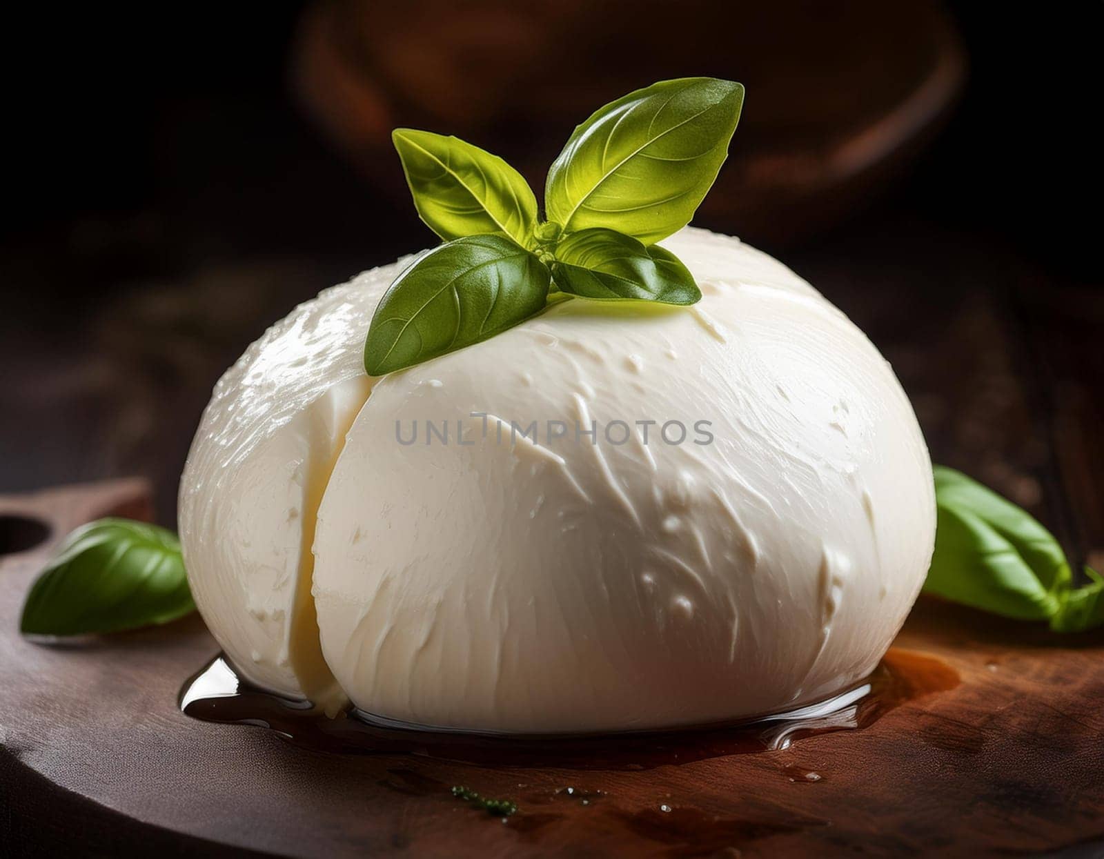 buffalo mozzarella cheese on wooden cutting board