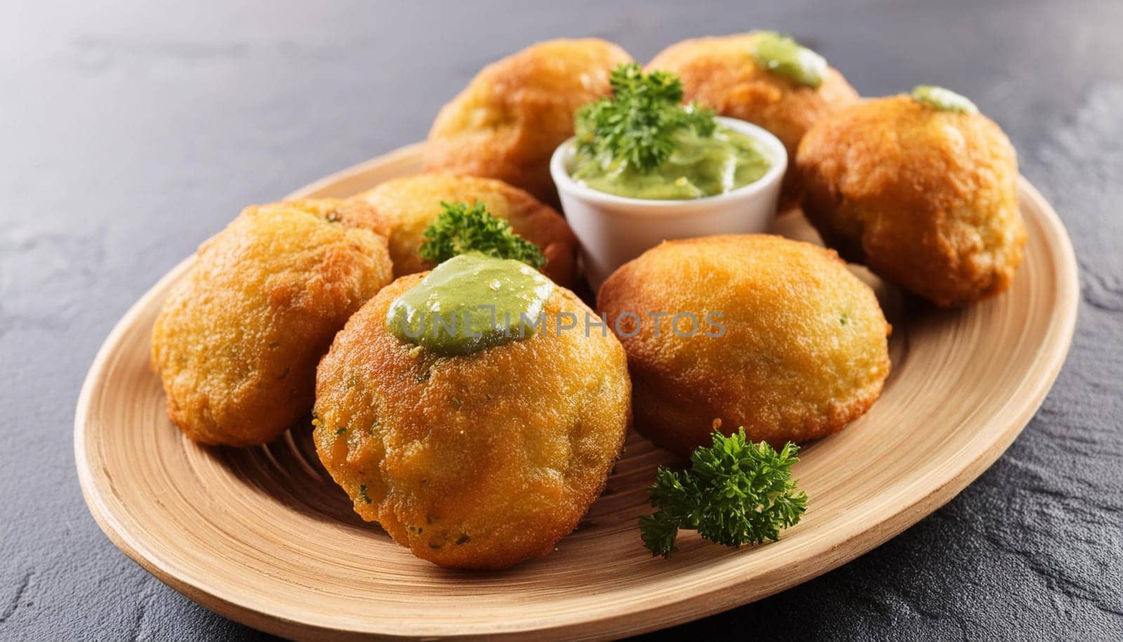 vegetarian hush puppies dish, AI generated image