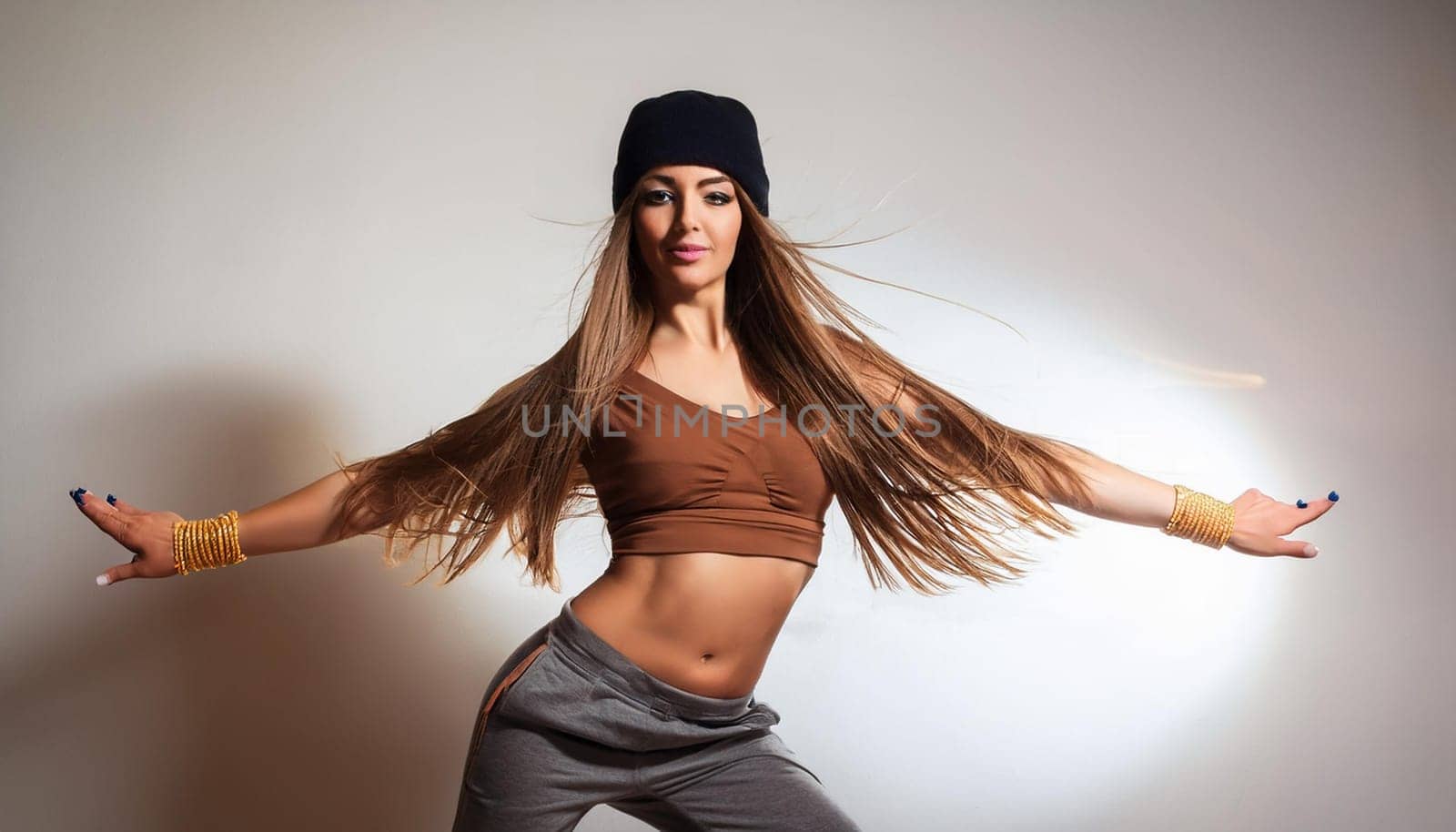 gorgeous young hip hop dancer woman, AI generated image