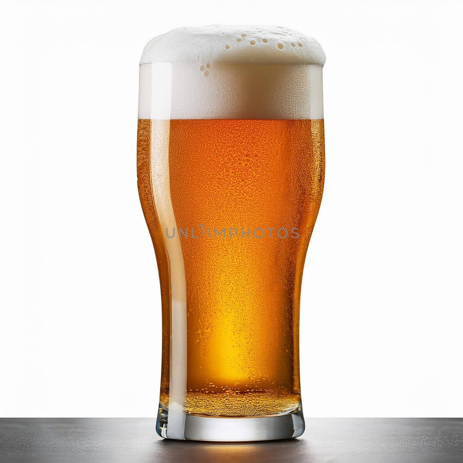 pint of beer over a white background, AI generated image