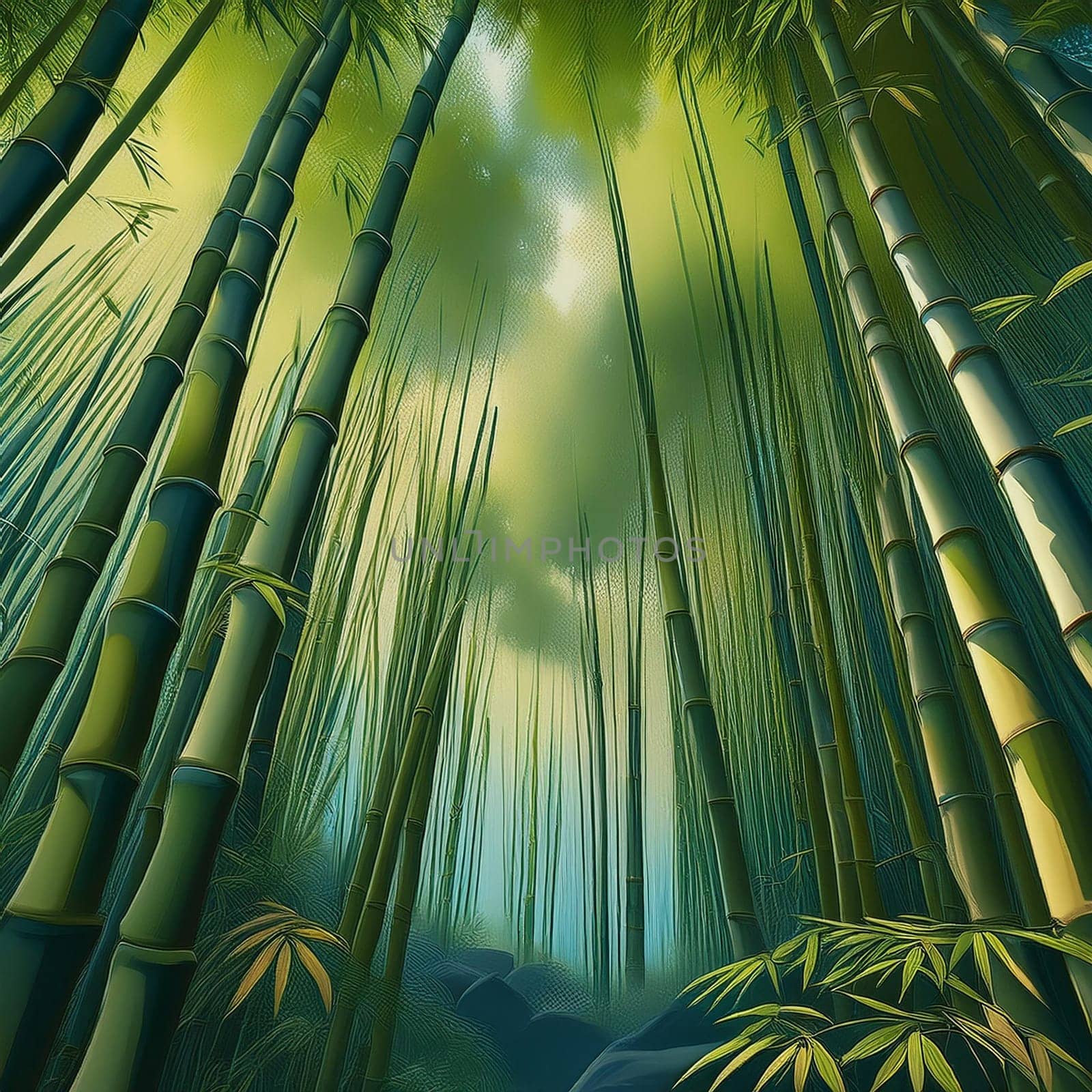 bamboo trees illustration useful as a background, AI generated image