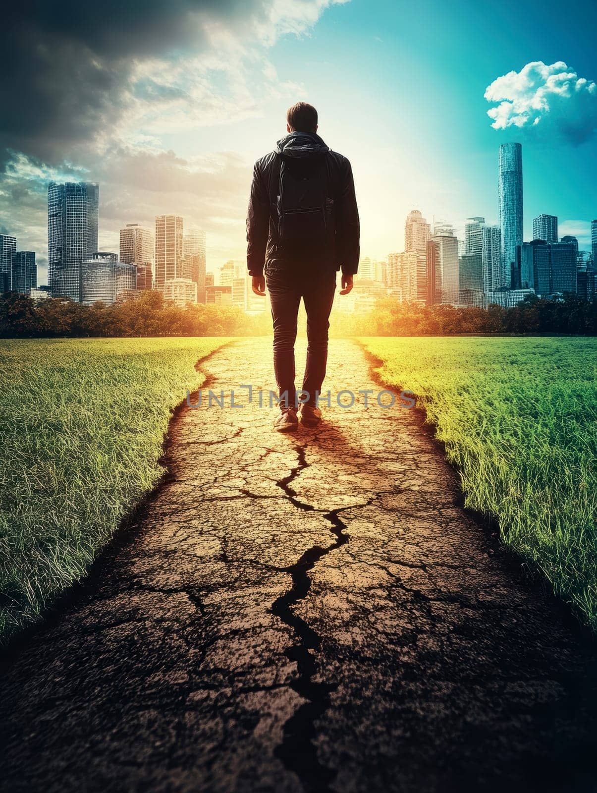 Human Rights Damage Lost in Climate Crisis. AI generative.