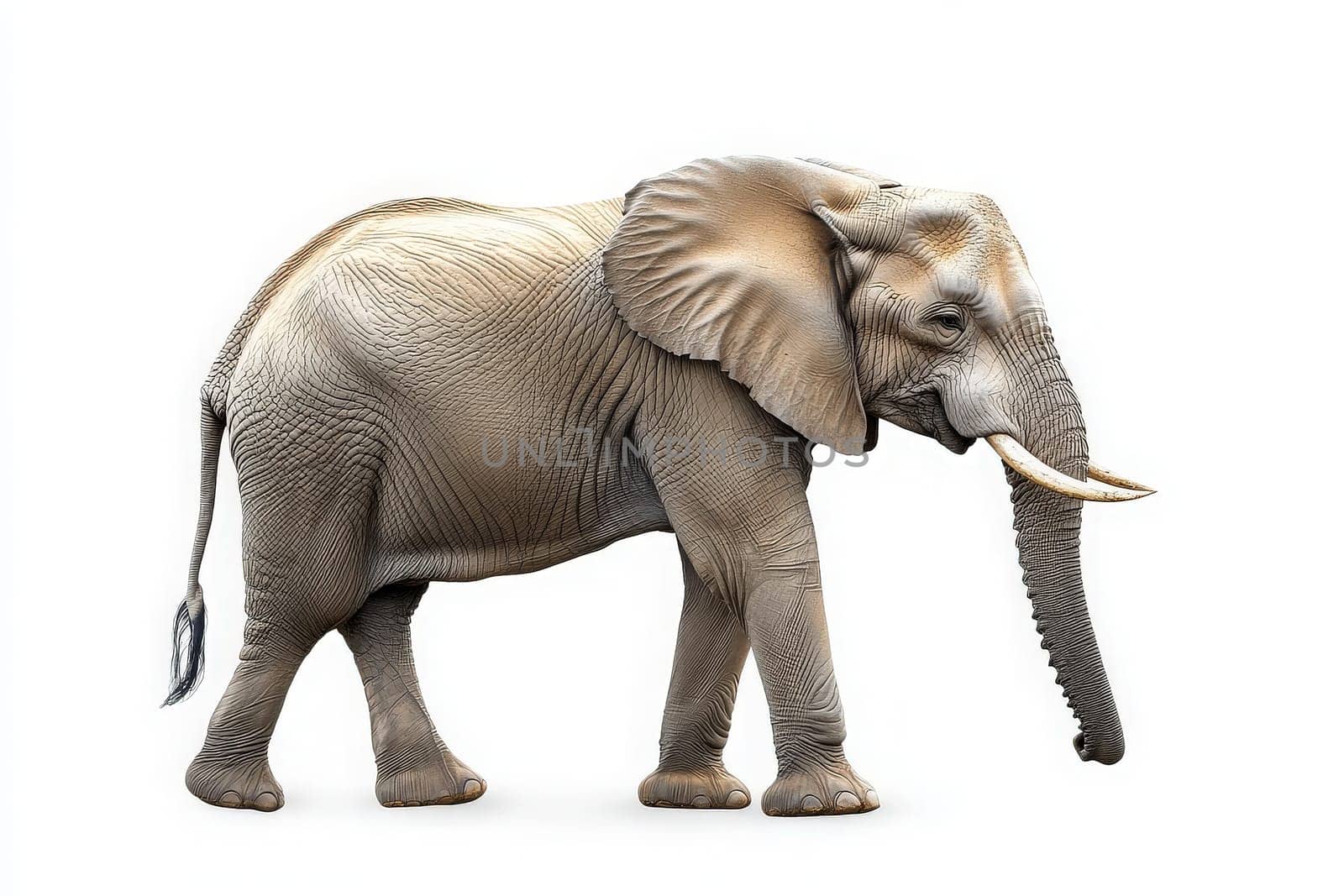 The majestic elephant stands alone, showcasing its impressive size and features. Its strong trunk and large ears highlight the beauty of this magnificent creature.