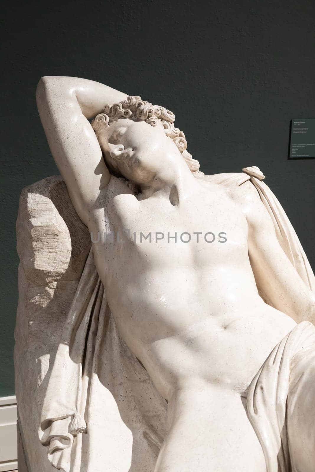 Bassano del Grappa, Italy - 22 December 2022: Sleeping Endymion, by scultor Antonio Canova, 1822 - Plaster