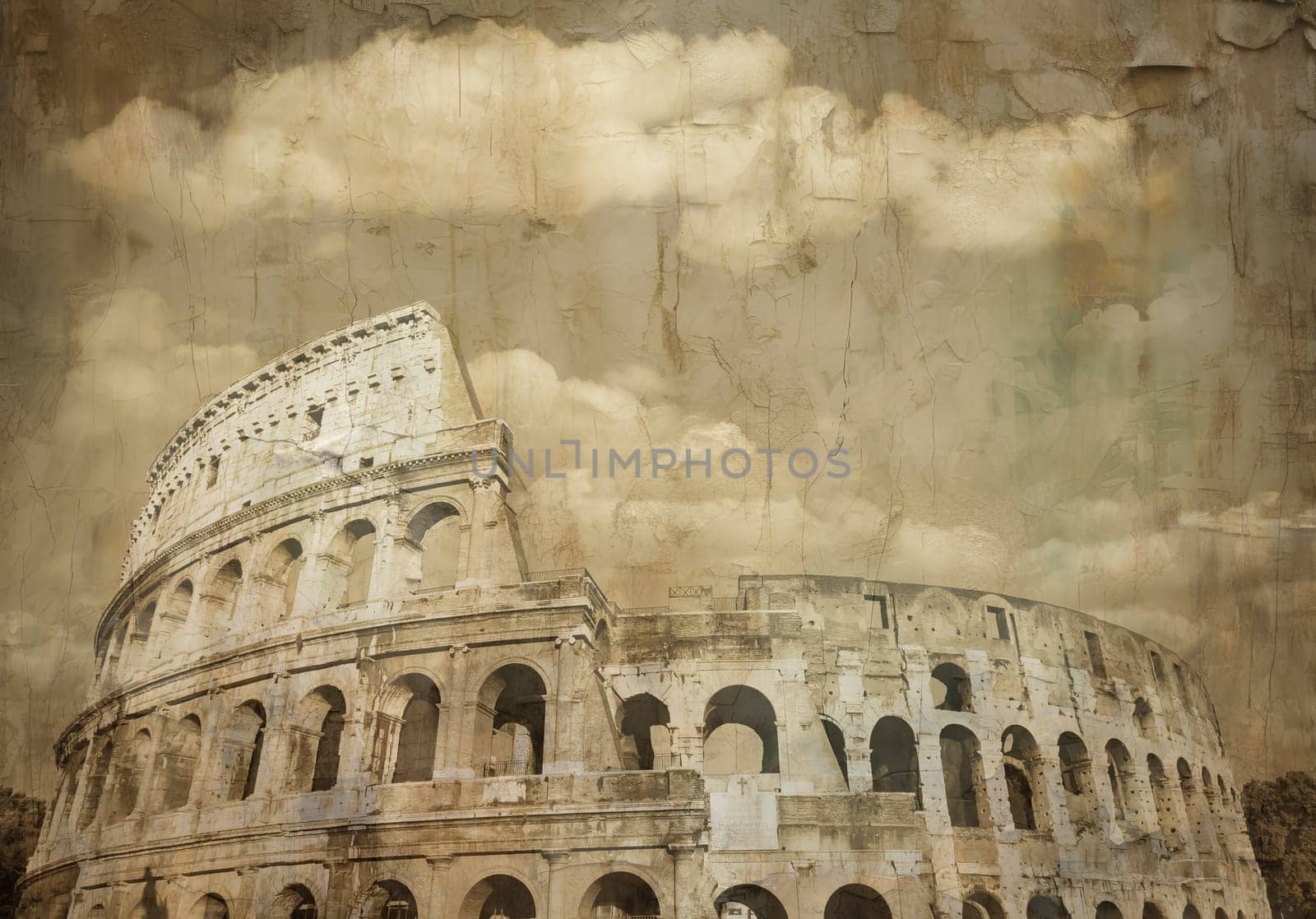 Rome old postcard, Colosseum - vintage style