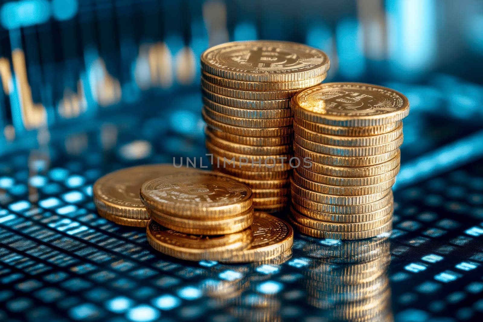 Coin Stack Financial profitability and cost optimization. AI generative.