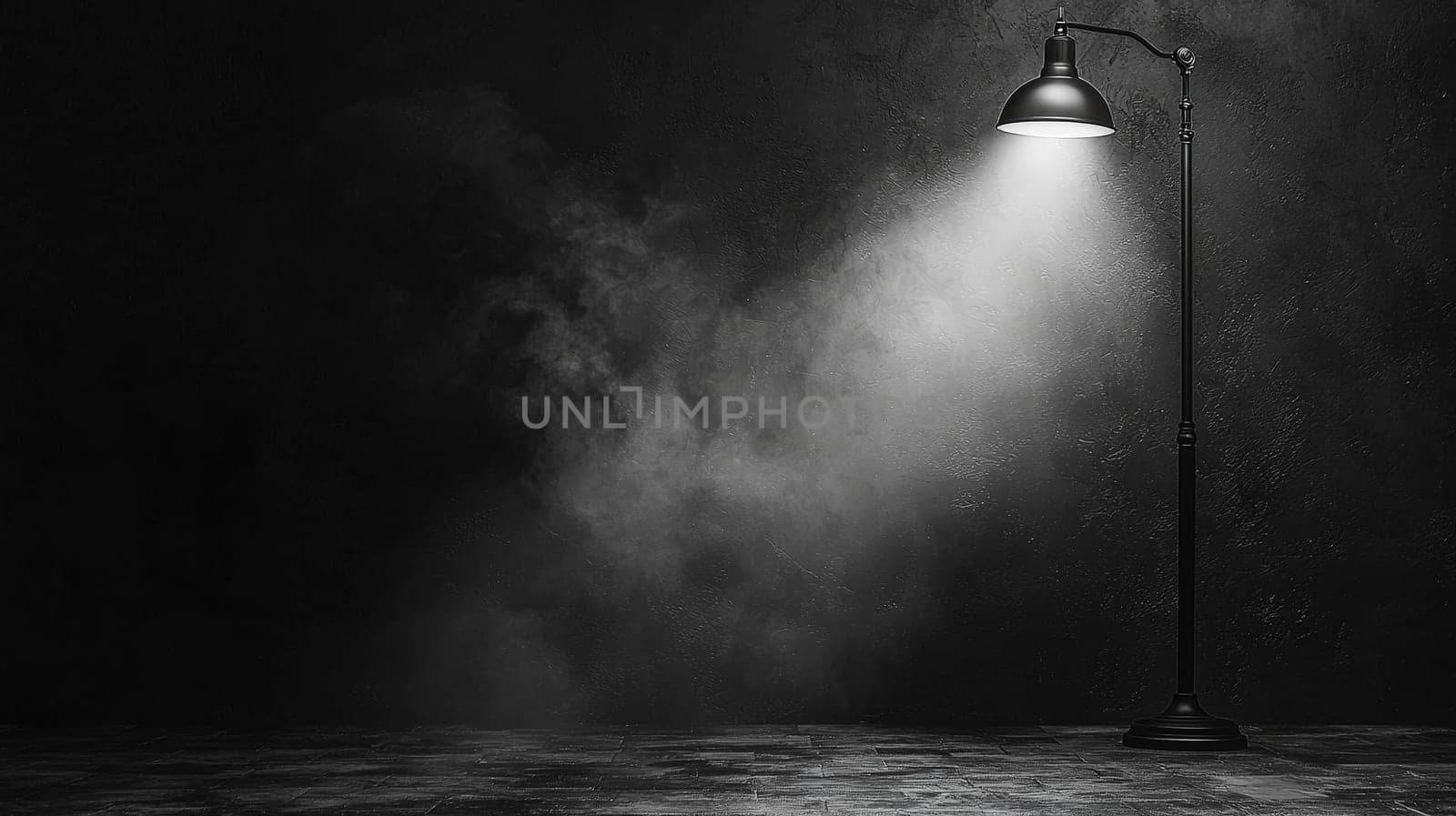 A minimalist image featuring a completely dark black background, illuminated only by a solitary light from a lamp. The striking contrast between light and shadow creates a dramatic and contemplative atmosphere, evoking feelings of solitude, focus, and serenity.
