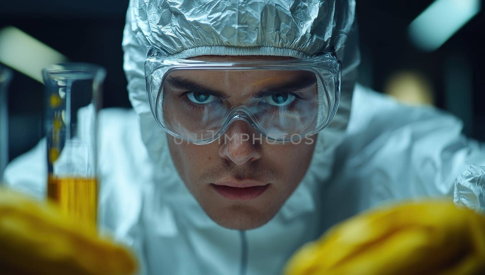 Focused Scientist Working with Chemical Liquid in Laboratory. Concept of Science, Research, and Development