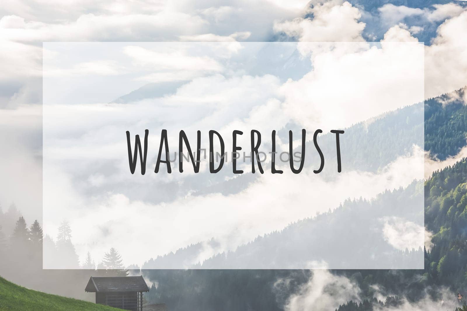 Inspirational typographic quote wanderlust. Travel vacations tourism adventure road trip concept