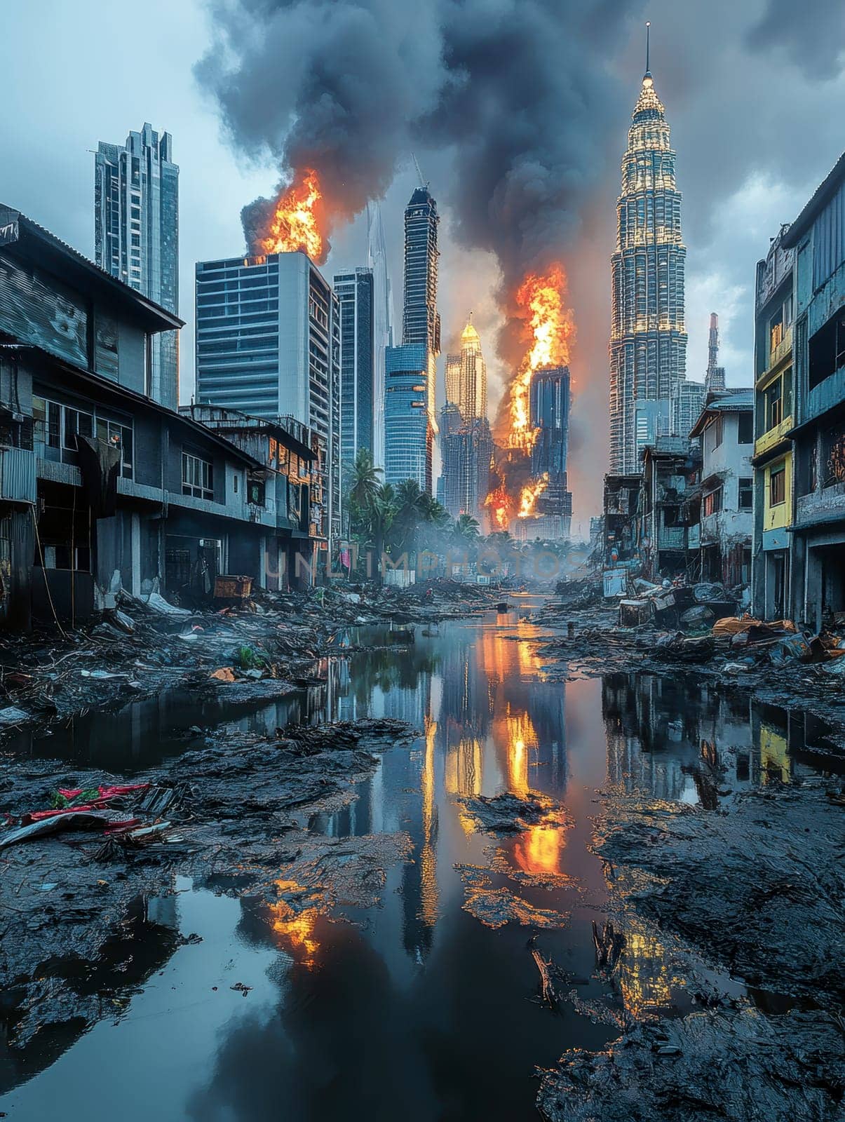 Human Rights Damage Lost in Climate Crisis . AI generative.