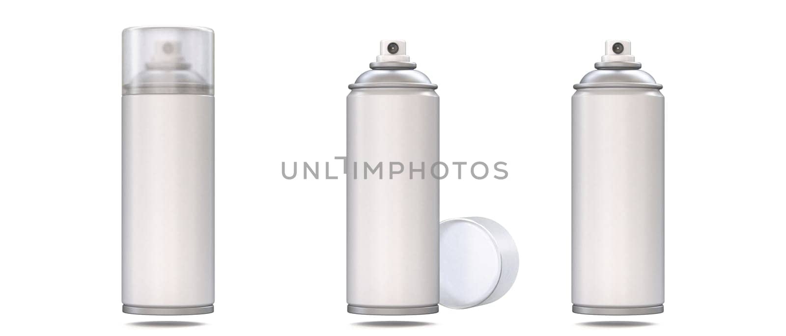 Aerosol spray can mock up 3D rendering illustration isolated on white background