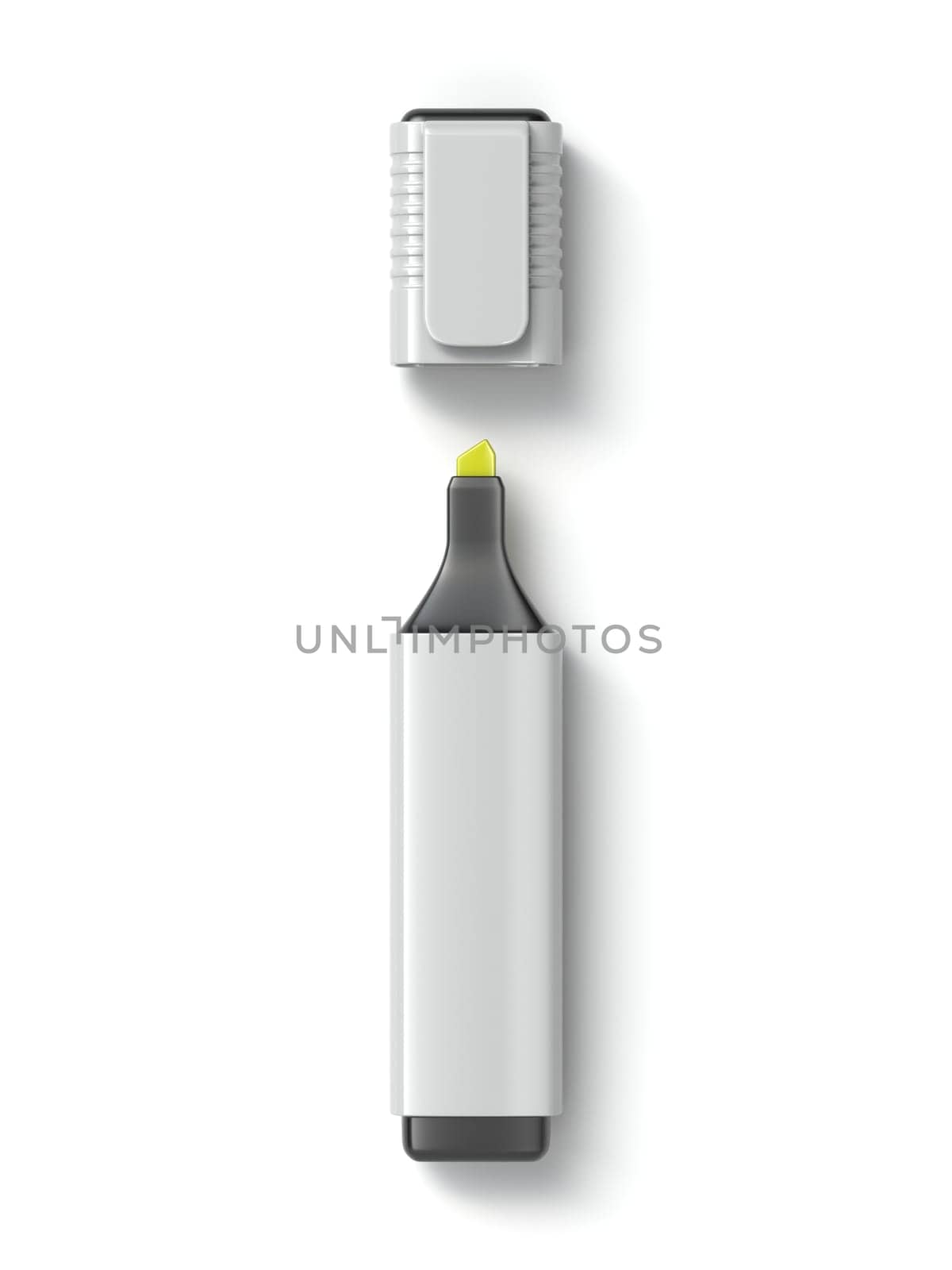 Blue highlighter pen Mock up 3D rendering illustration isolated on white background