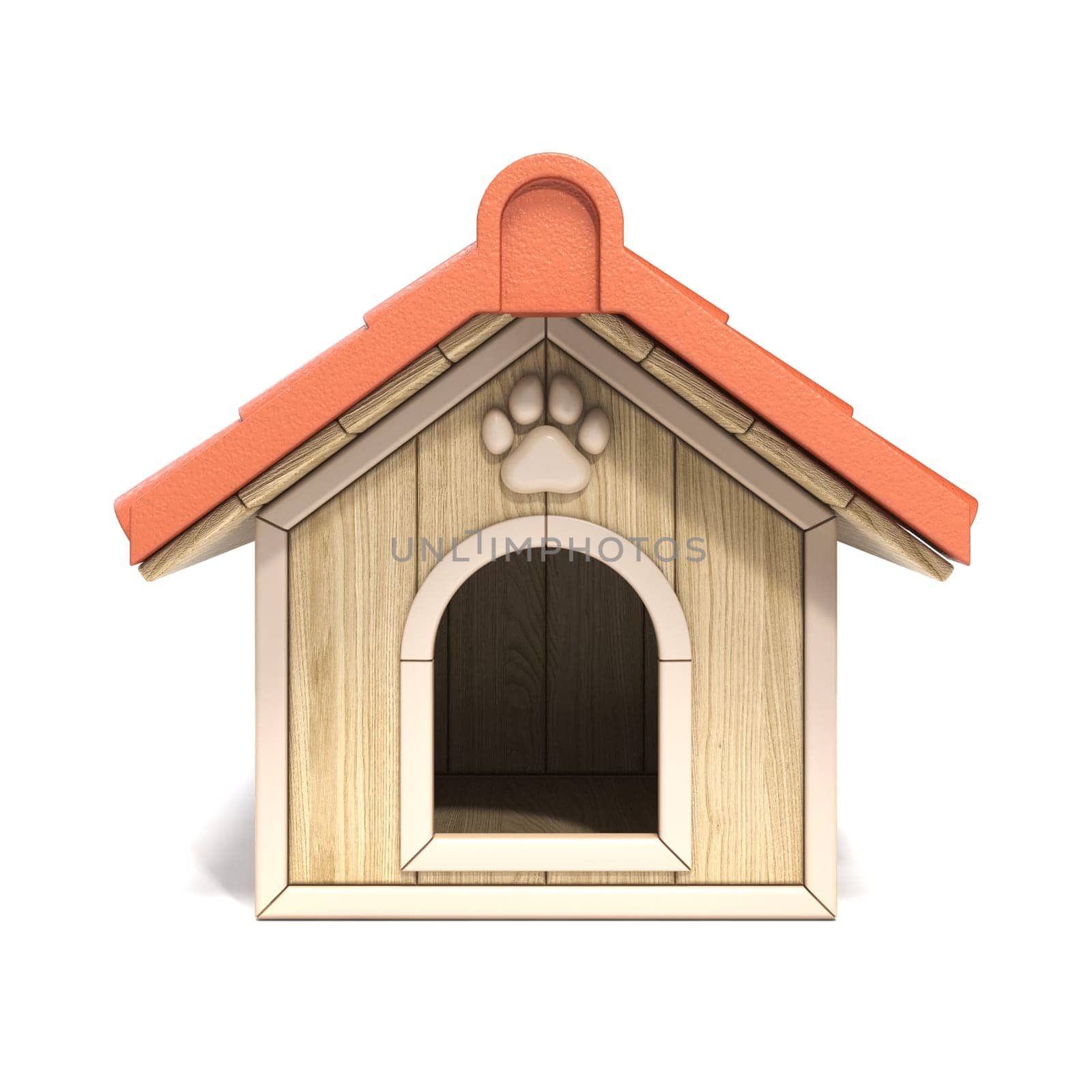 Dog house Front view 3D rendering illustration isolated on white background