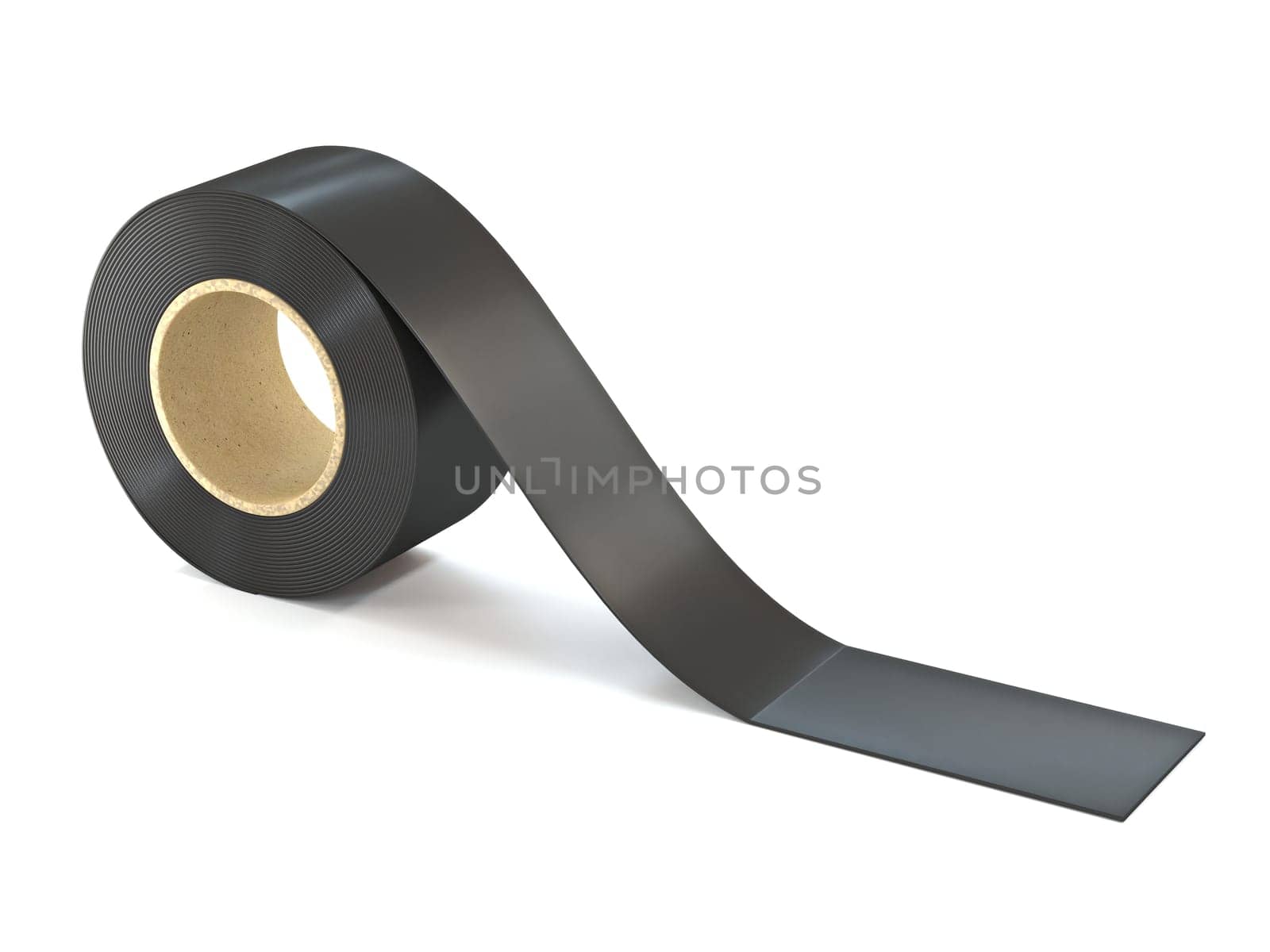 Black adhesive tape 3D rendering illustration isolated on white background