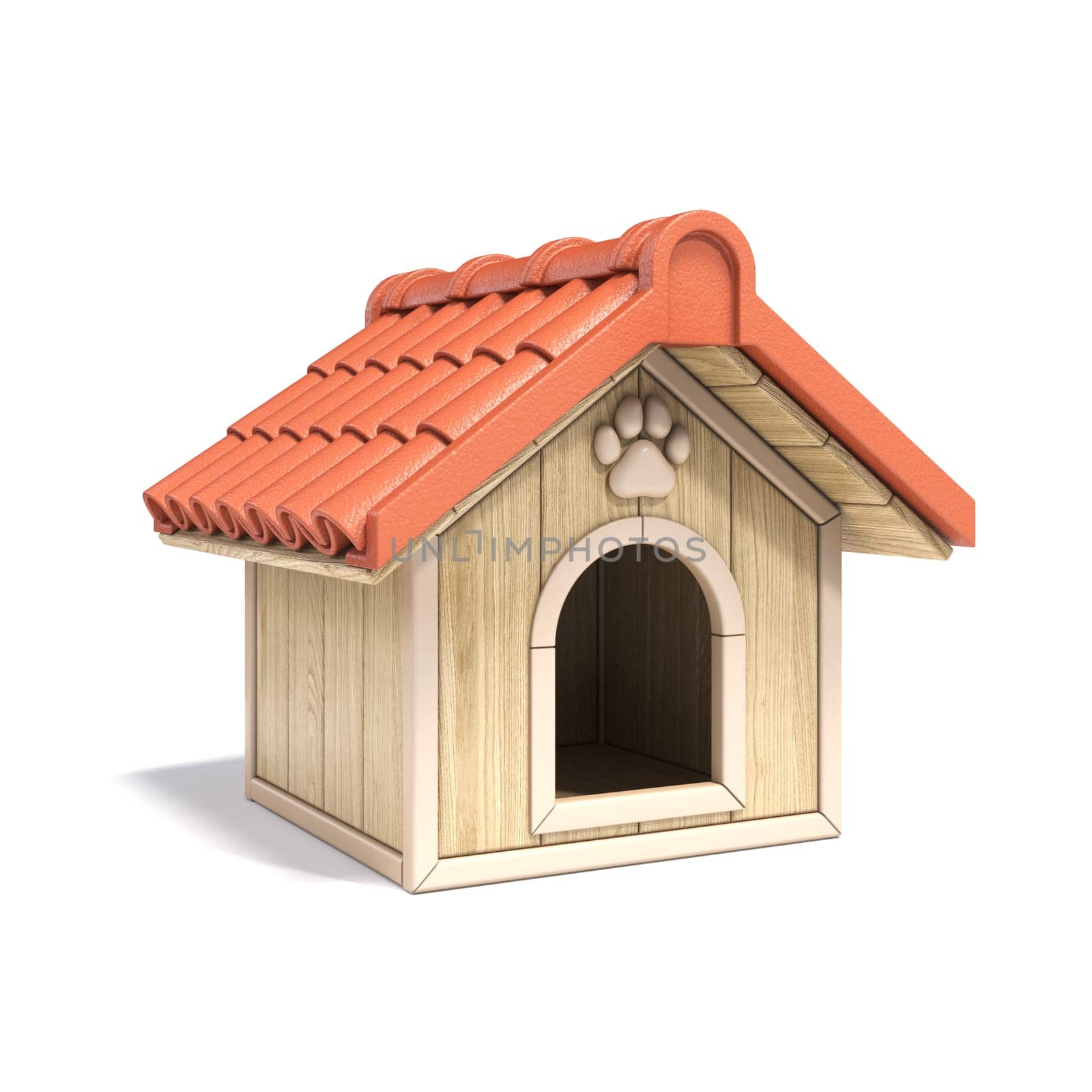 Dog house Side view 3D rendering illustration isolated on white background