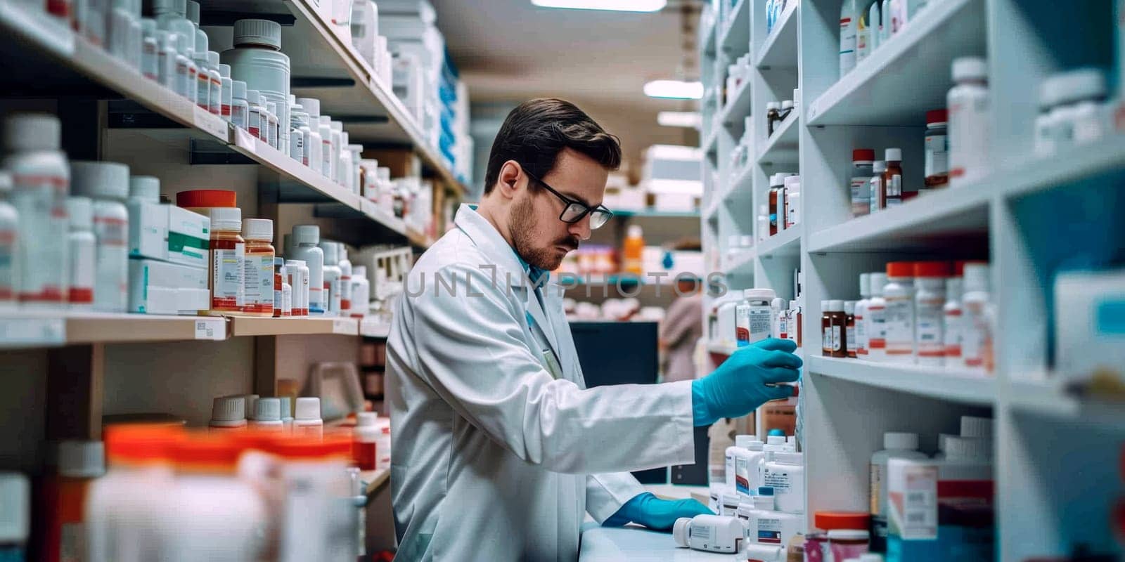 Industrial production of pharmaceuticals. AI generative.