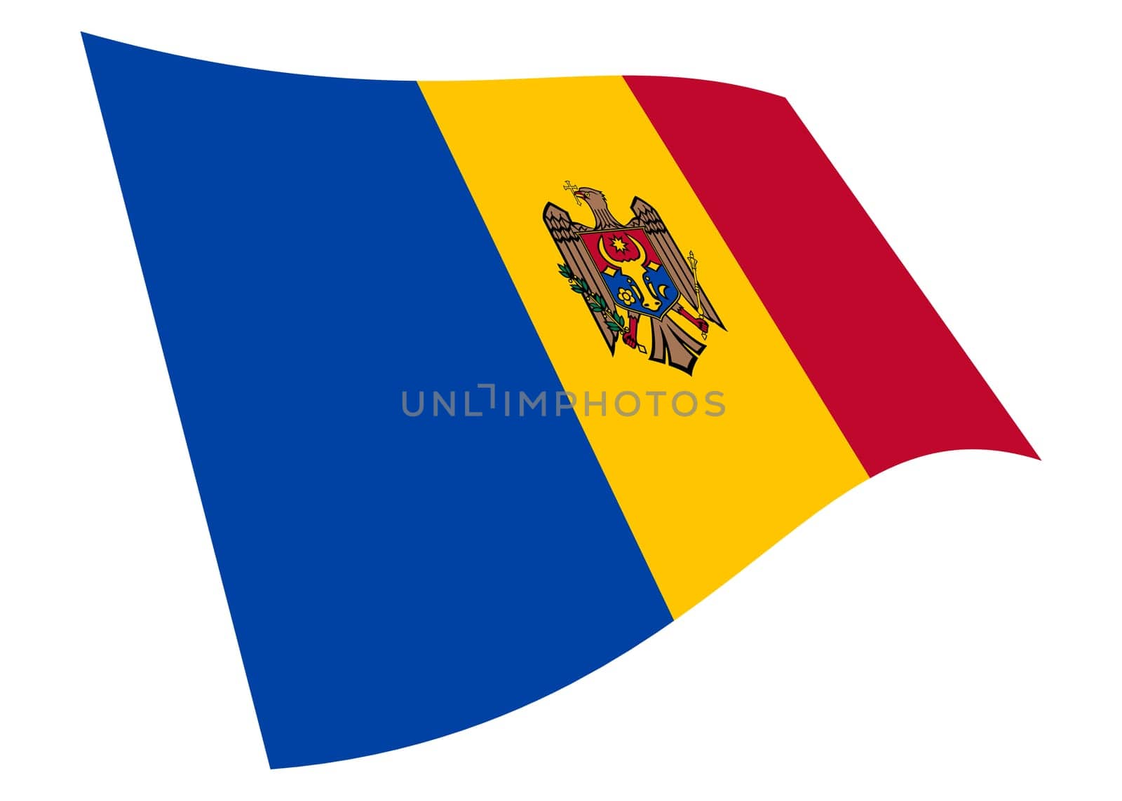 A Moldova waving flag graphic isolated on white with clipping path 3d illustration