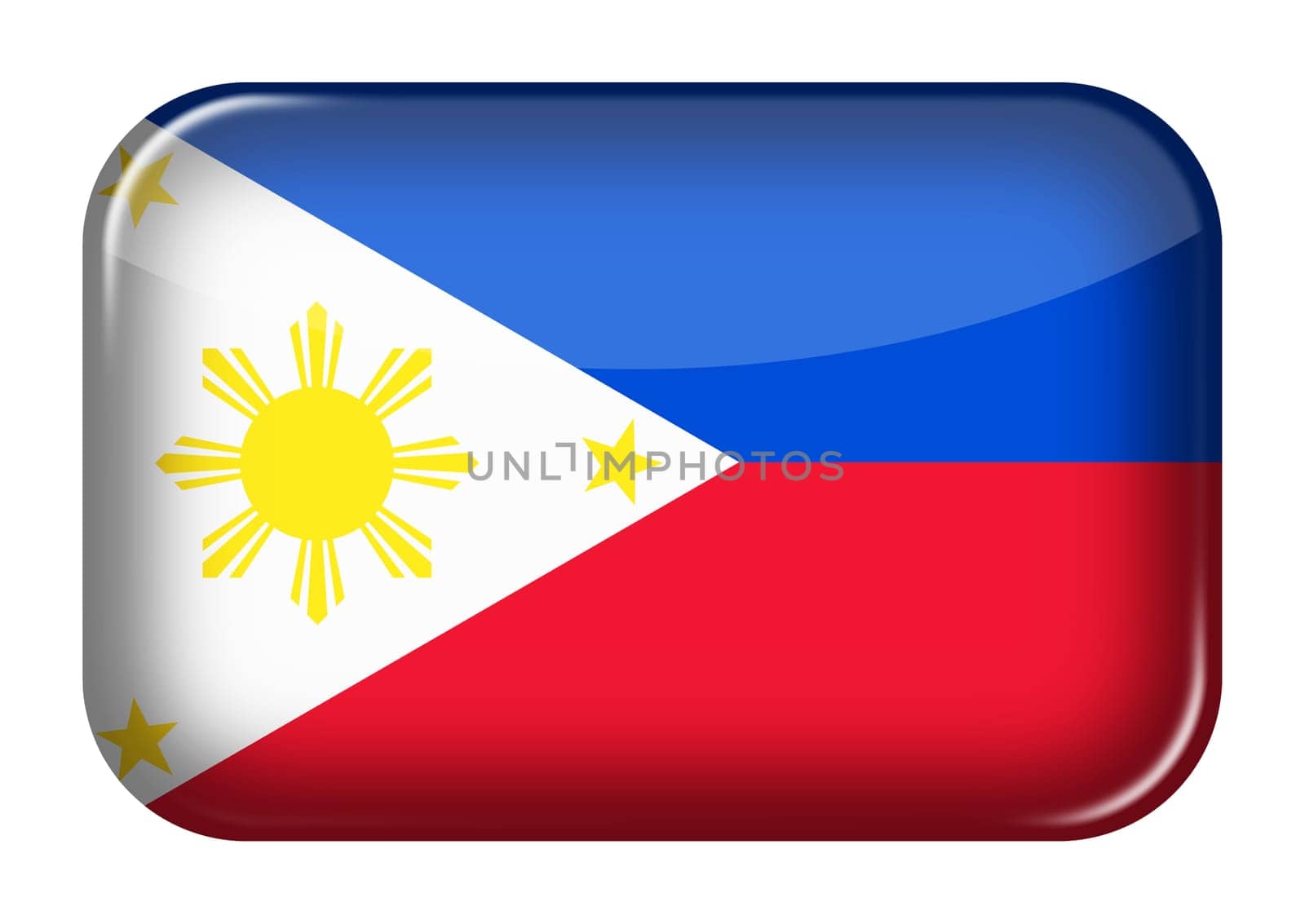 A Philippines web icon rectangle button with clipping path 3d illustration