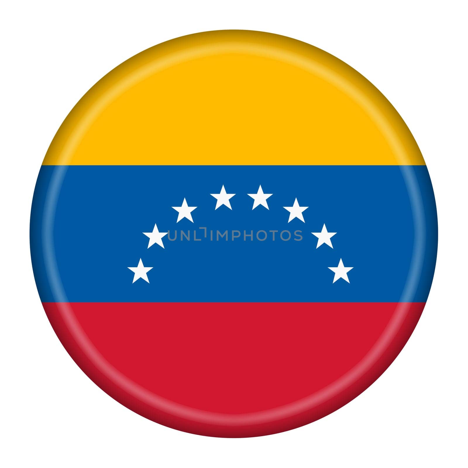 A Venezuela flag button illustration with clipping path
