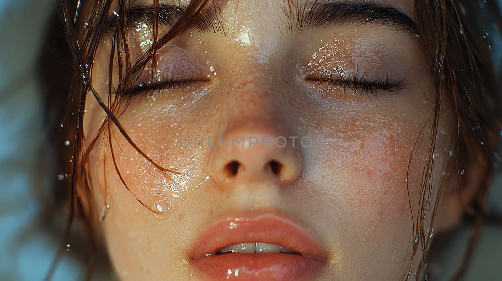 A detailed and realistic close-up of a woman performing her skincare routine in a serene, naturally lit setting. The image captures the essence of Scandinavian minimalism, emphasizing simplicity, natural beauty, and self-care, with soft lighting highlighting the textures of the skin in a relaxed environment. Perfect for promoting wellness, beauty, and self-care.