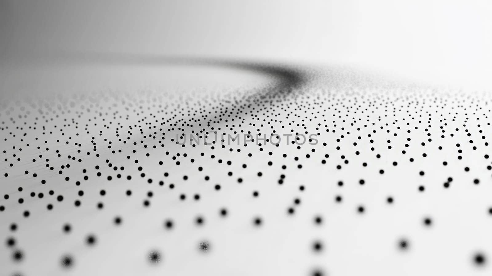 A simple and elegant design featuring a white quotation mark centered within a field of black dots. The minimalistic layout utilizes whitespace and negative space to emphasize the quote, creating a clean and modern aesthetic.