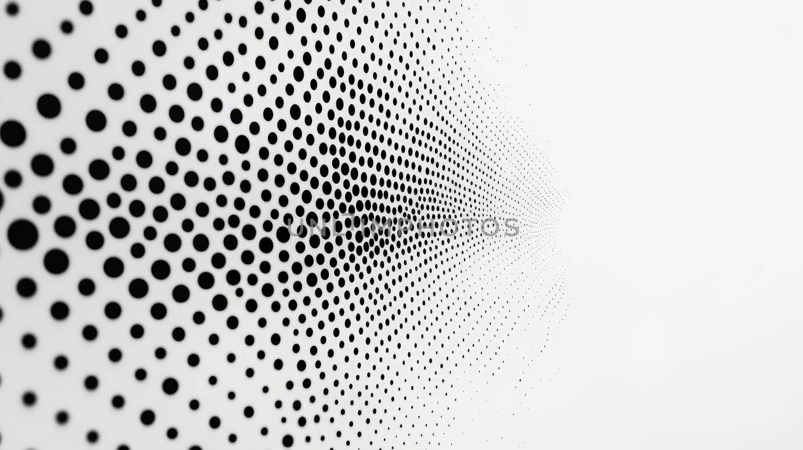 A simple and elegant design featuring a white quotation mark centered within a field of black dots. The minimalistic layout utilizes whitespace and negative space to emphasize the quote, creating a clean and modern aesthetic.