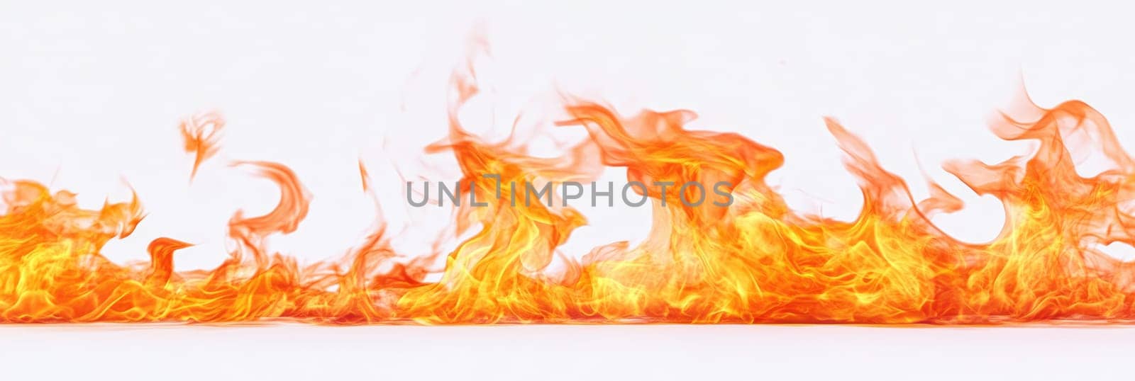 Fire on white background. Yellow and orange flame.