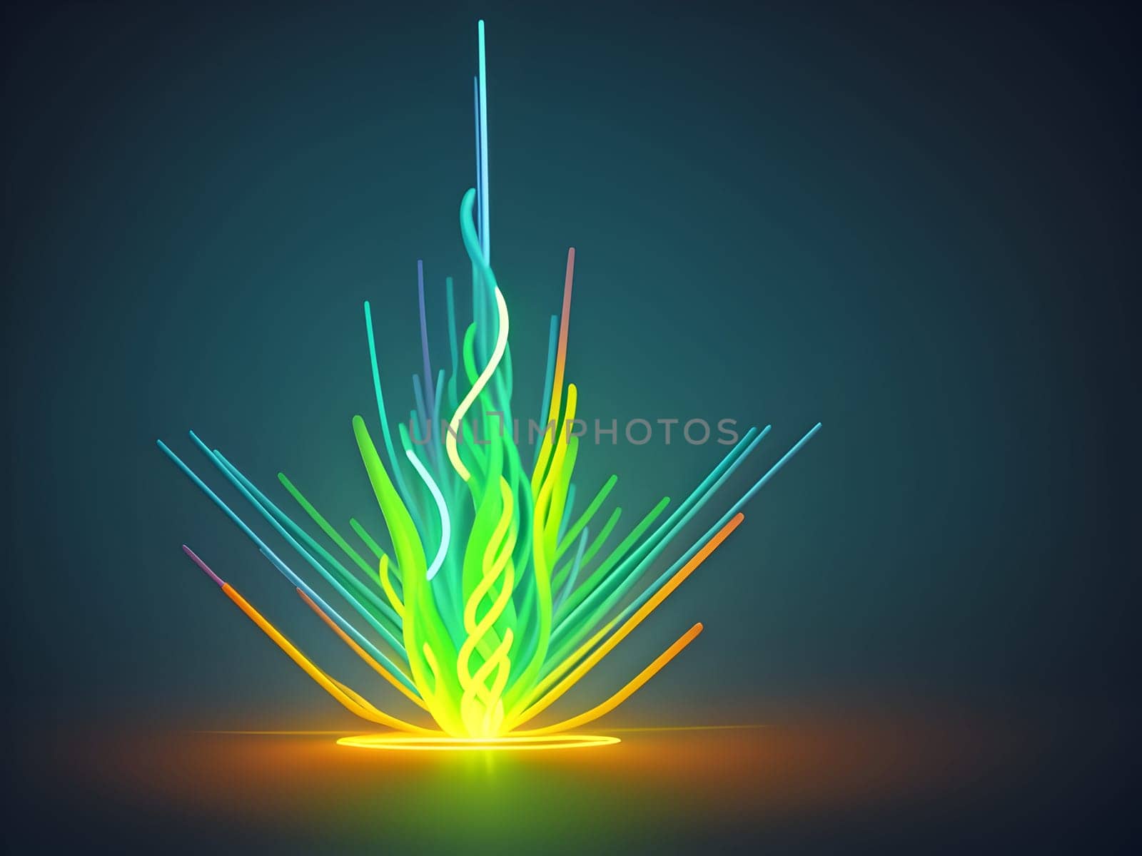 Abstract digital art of glowing lines