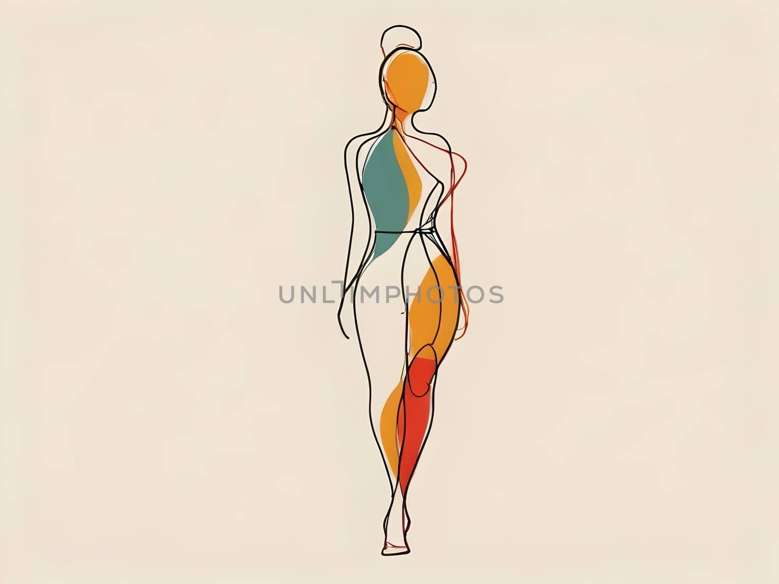 Abstract art of woman lines shape