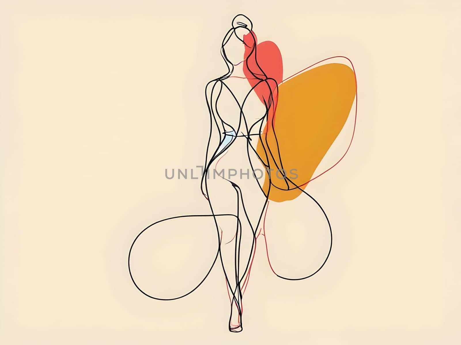 Abstract art of woman lines shape