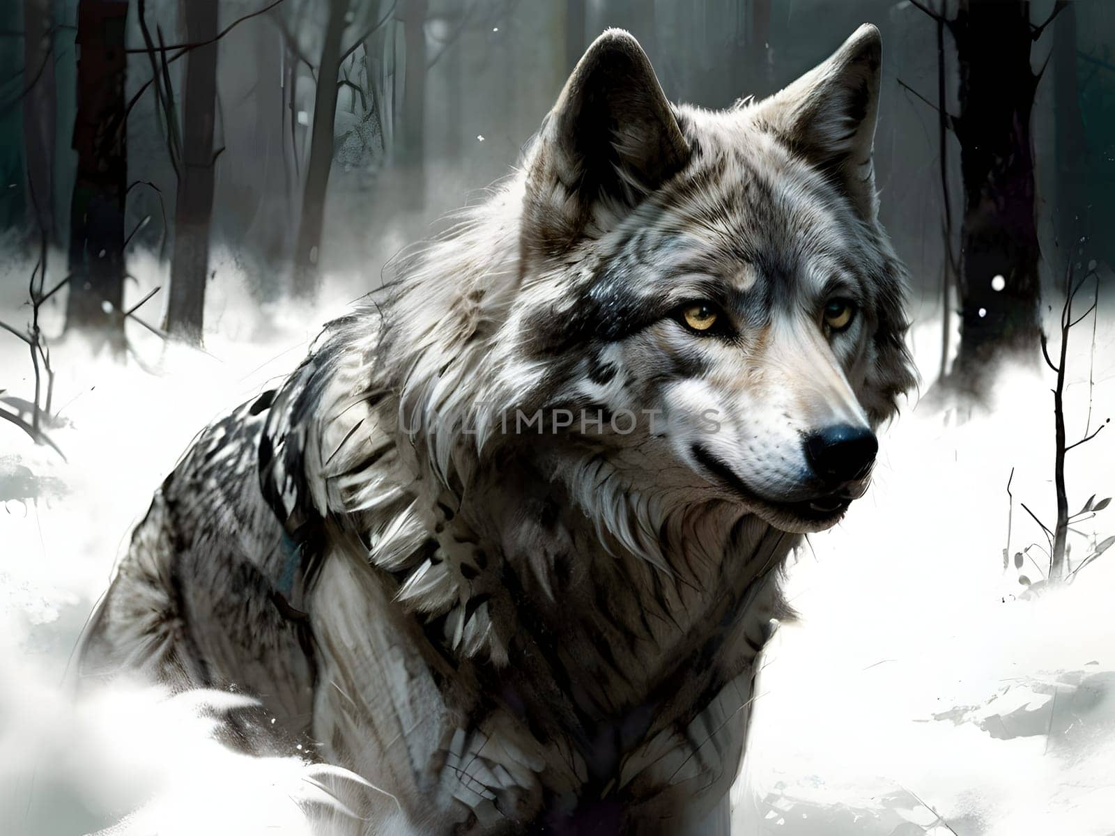 Abstract portrait of beautiful wolf