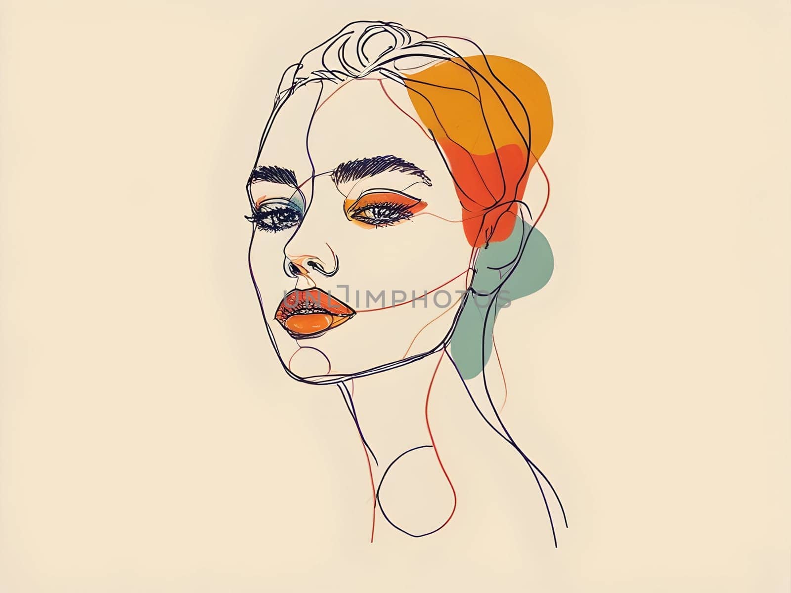 Abstract art of woman lines shape