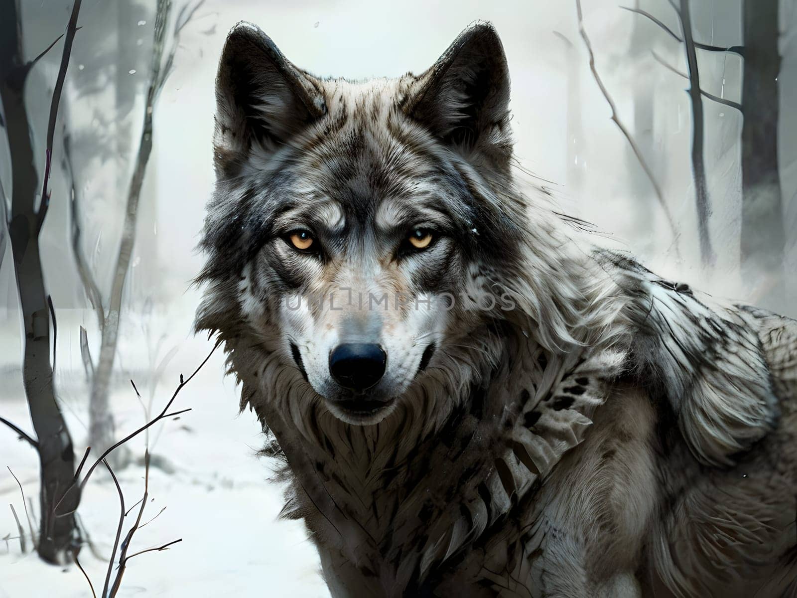 Abstract portrait of beautiful wolf