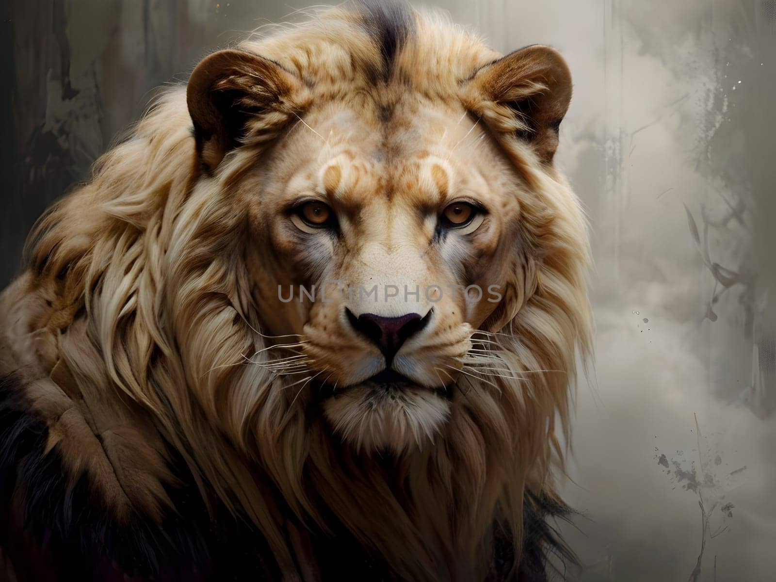 Abstract portrait of beautiful lion