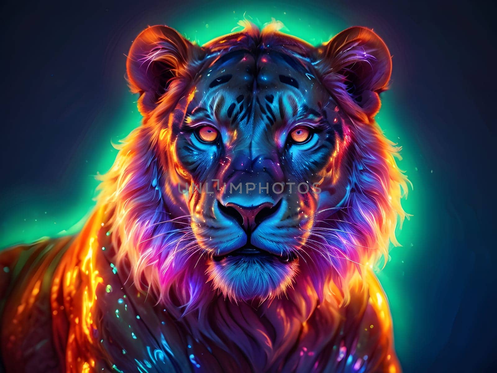 Abstract portrait of beautiful lion