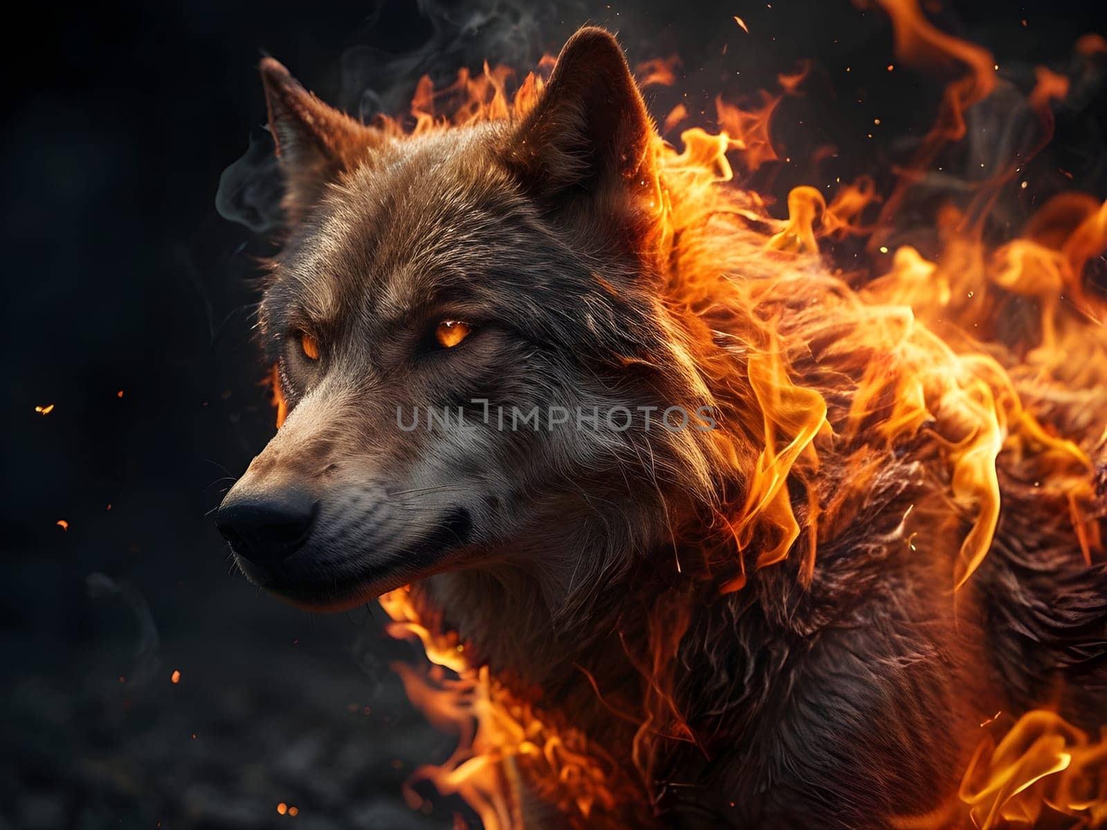 Abstract portrait of beautiful wolf
