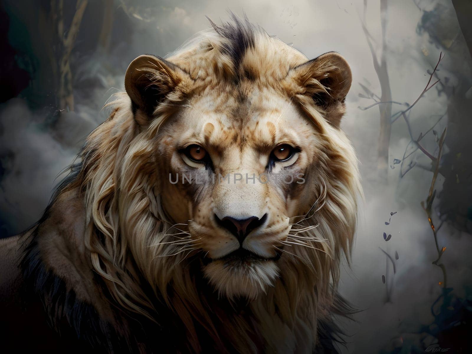 Abstract portrait of beautiful lion