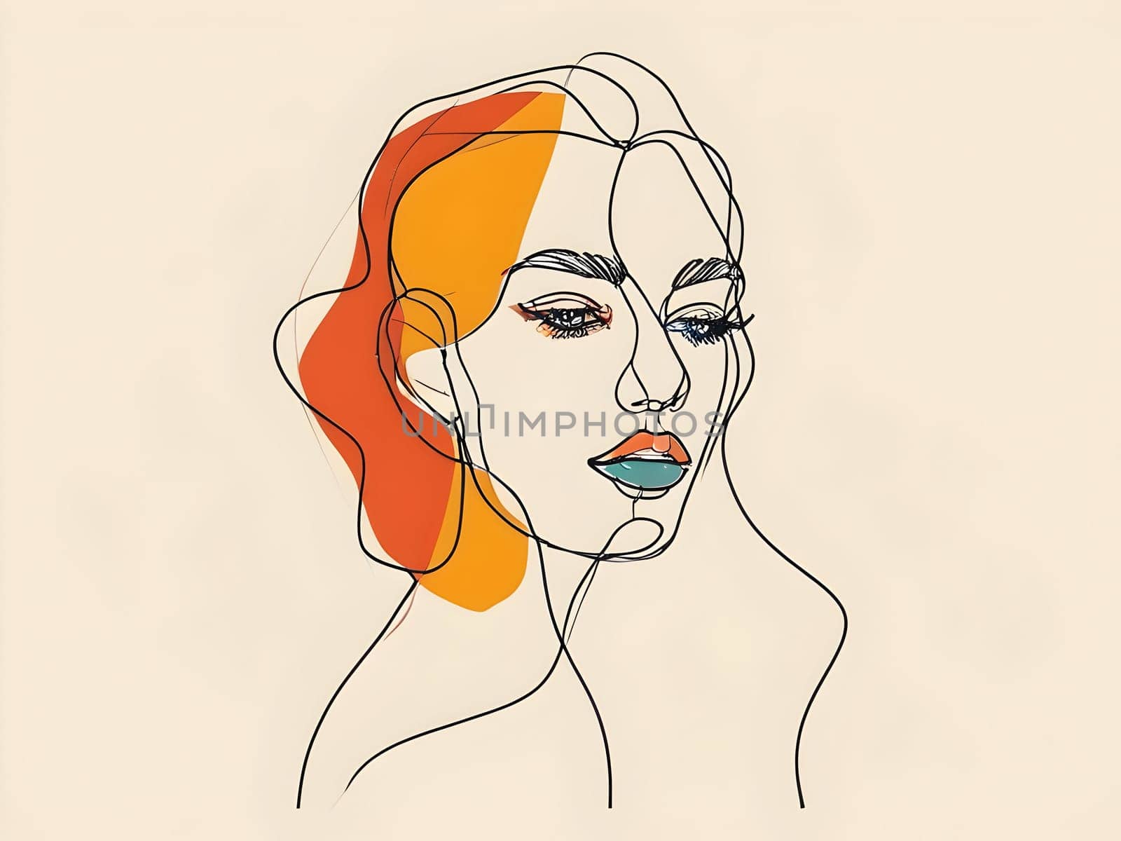 Abstract art of woman lines shape